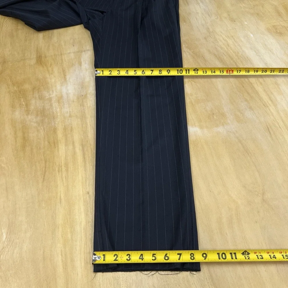 Hickey Freeman (Actual Sz 40R) Suit Men Pleated Pants 33x32 (Unhemmed) Dark Navy